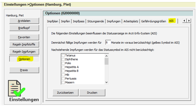 AIS-Optionen